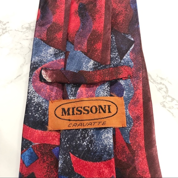 Missoni Vintage Art Deco 80s Abstract Silk Tie EUC - Picture 4 of 4
